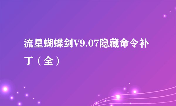 流星蝴蝶剑V9.07隐藏命令补丁（全）
