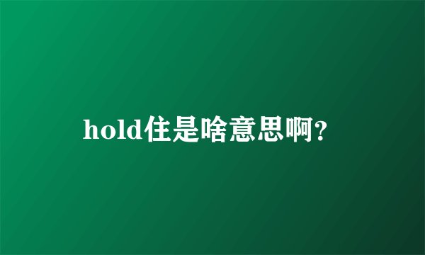 hold住是啥意思啊？