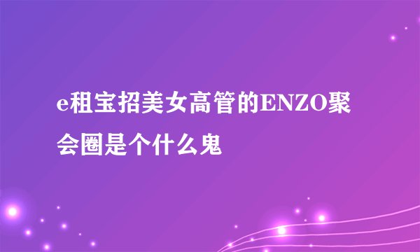 e租宝招美女高管的ENZO聚会圈是个什么鬼