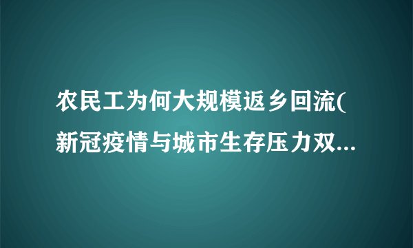 农民工为何大规模返乡回流(新冠疫情与城市生存压力双重冲击)