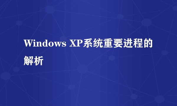 Windows XP系统重要进程的解析