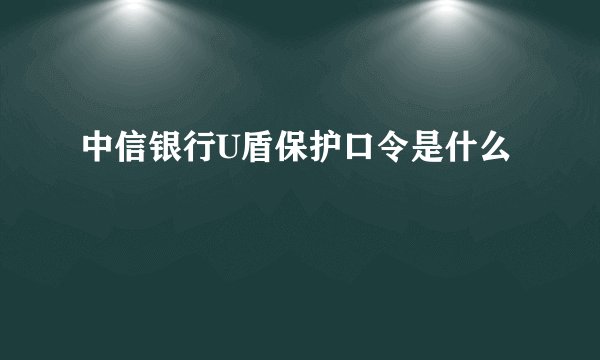 中信银行U盾保护口令是什么