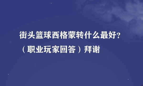 街头篮球西格蒙转什么最好？（职业玩家回答）拜谢