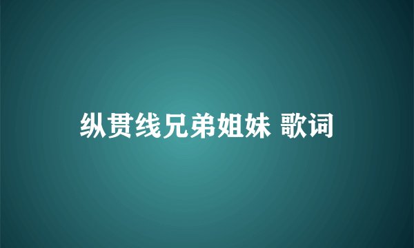 纵贯线兄弟姐妹 歌词