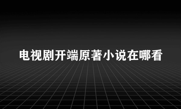 电视剧开端原著小说在哪看