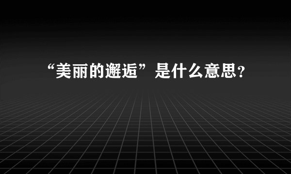 “美丽的邂逅”是什么意思？