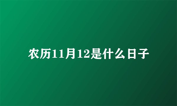 农历11月12是什么日子
