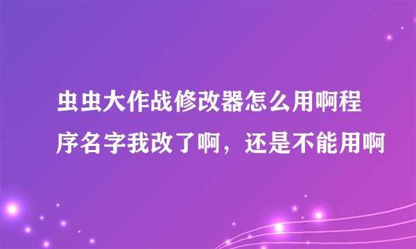 虫虫大作战修改器怎么用啊程序名字我改了啊，还是不能用啊
