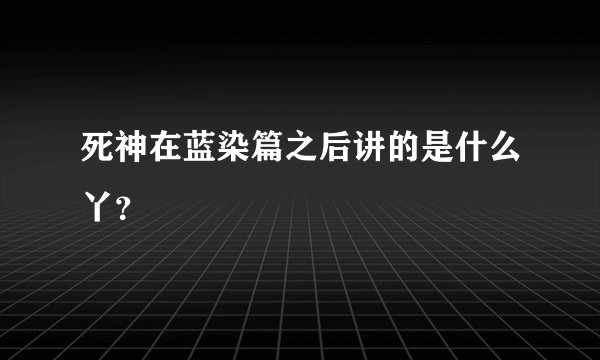 死神在蓝染篇之后讲的是什么丫？
