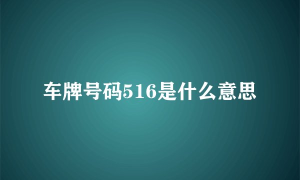 车牌号码516是什么意思