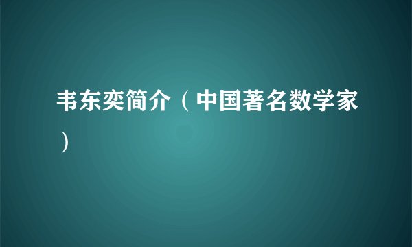韦东奕简介（中国著名数学家）