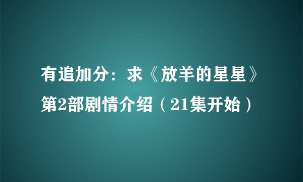 有追加分：求《放羊的星星》第2部剧情介绍（21集开始）