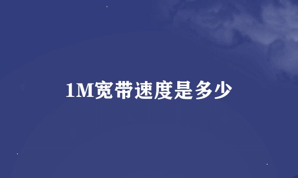 1M宽带速度是多少