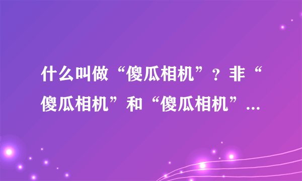 什么叫做“傻瓜相机”？非“傻瓜相机”和“傻瓜相机”的区别是什么？