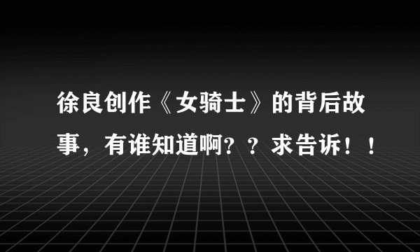 徐良创作《女骑士》的背后故事，有谁知道啊？？求告诉！！