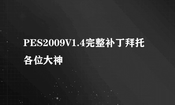 PES2009V1.4完整补丁拜托各位大神