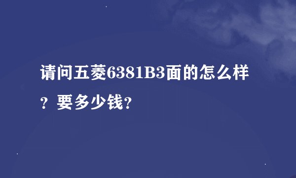 请问五菱6381B3面的怎么样？要多少钱？