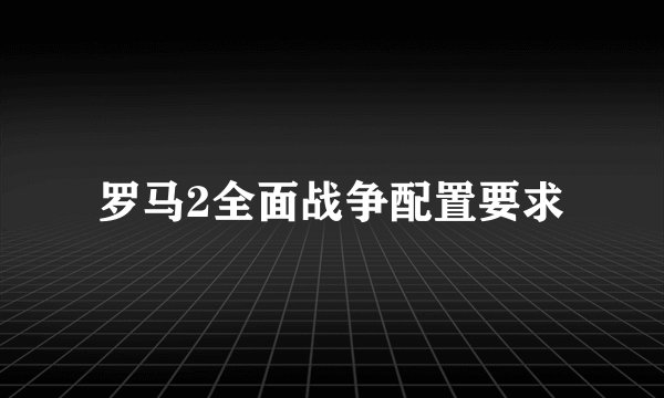 罗马2全面战争配置要求