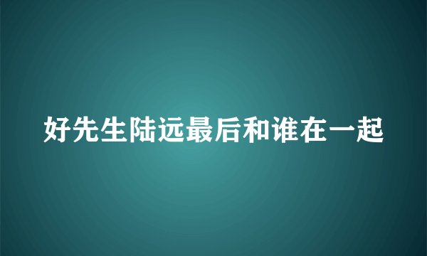 好先生陆远最后和谁在一起