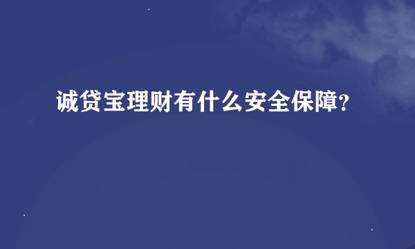 诚贷宝理财有什么安全保障？