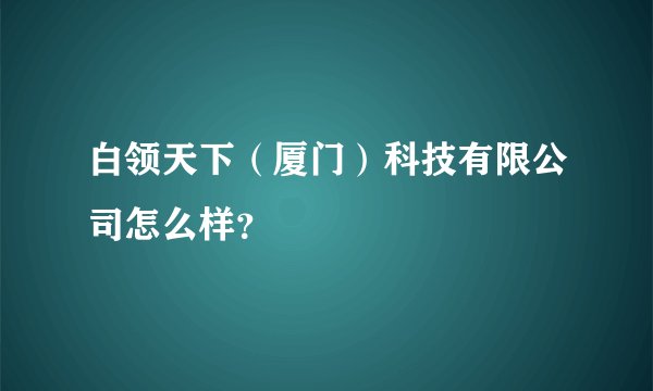 白领天下（厦门）科技有限公司怎么样？