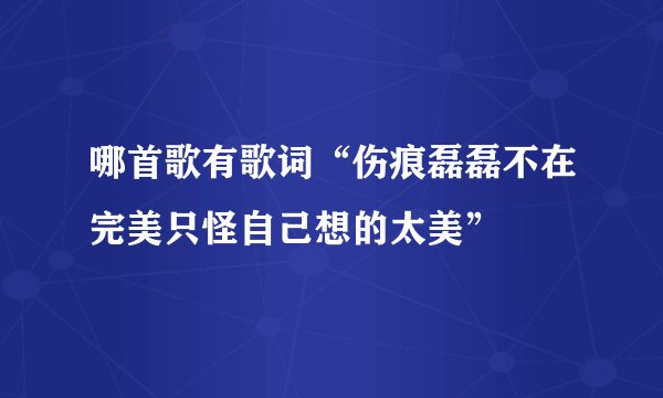 哪首歌有歌词“伤痕磊磊不在完美只怪自己想的太美”