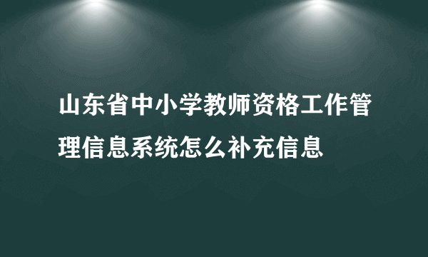 山东省中小学教师资格工作管理信息系统怎么补充信息