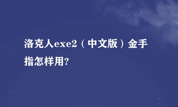 洛克人exe2（中文版）金手指怎样用?