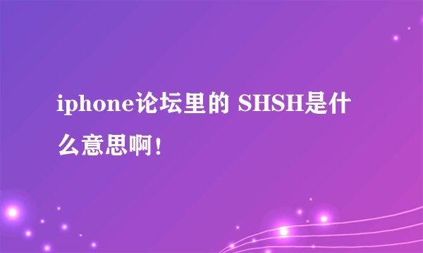 iphone论坛里的 SHSH是什么意思啊！