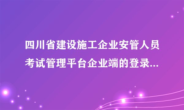 四川省建设施工企业安管人员考试管理平台企业端的登录用户名是什