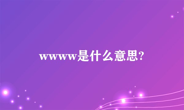 wwww是什么意思?