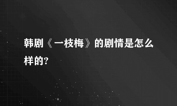 韩剧《一枝梅》的剧情是怎么样的?