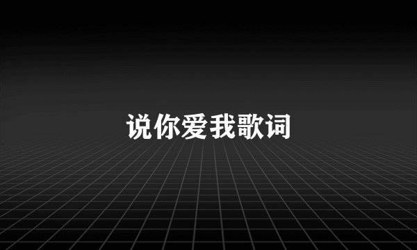 说你爱我歌词
