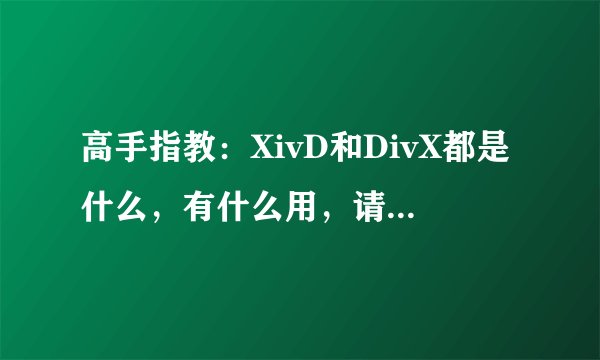 高手指教：XivD和DivX都是什么，有什么用，请详细说明！