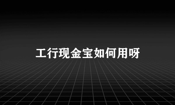 工行现金宝如何用呀