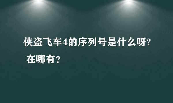 侠盗飞车4的序列号是什么呀? 在哪有？