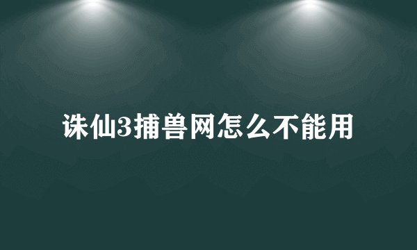 诛仙3捕兽网怎么不能用