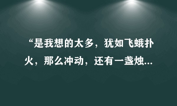 “是我想的太多，犹如飞蛾扑火，那么冲动，还有一盏烛火…”是什么歌？如题 谢谢了