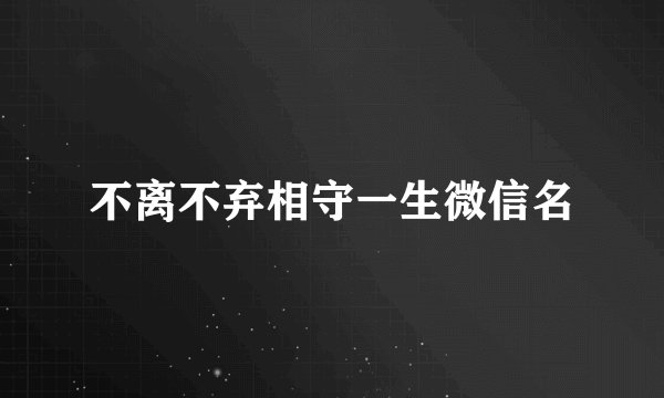 不离不弃相守一生微信名
