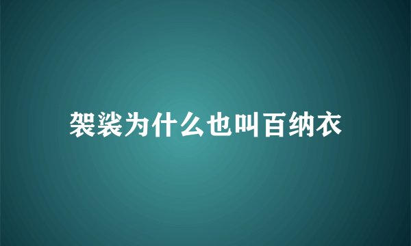 袈裟为什么也叫百纳衣
