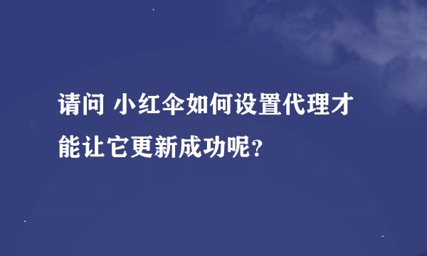 请问 小红伞如何设置代理才能让它更新成功呢？