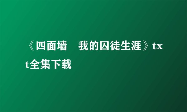 《四面墙―我的囚徒生涯》txt全集下载