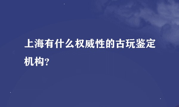 上海有什么权威性的古玩鉴定机构？