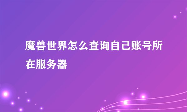 魔兽世界怎么查询自己账号所在服务器