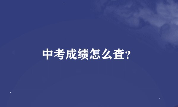 中考成绩怎么查？