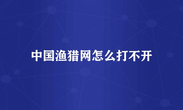 中国渔猎网怎么打不开