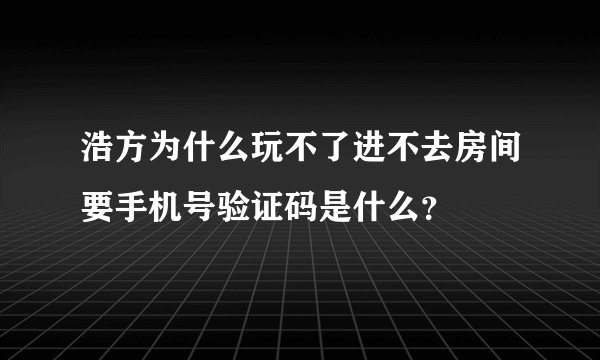 浩方为什么玩不了进不去房间要手机号验证码是什么？