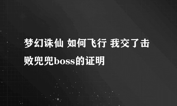 梦幻诛仙 如何飞行 我交了击败兜兜boss的证明