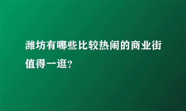潍坊有哪些比较热闹的商业街值得一逛？