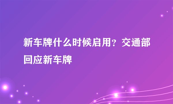 新车牌什么时候启用？交通部回应新车牌